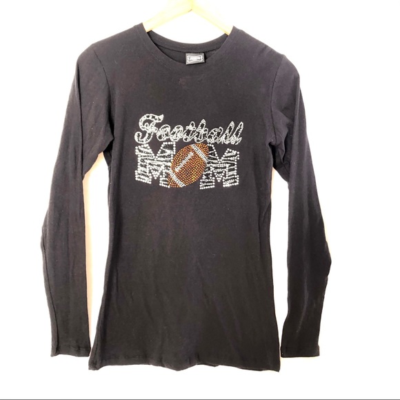 Rhinestone Junkie Tops - 💙3/$25 FOOTBALL MOM Rhinestone Long Sleeve Tee-M